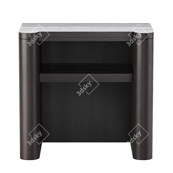 CB2 Port Blackened Wood Nightstand 3D model image 2