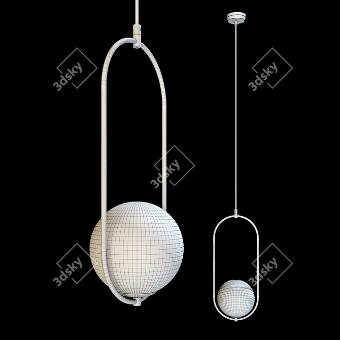 Modern Pendant Light with Glass Shade 3D model image 2