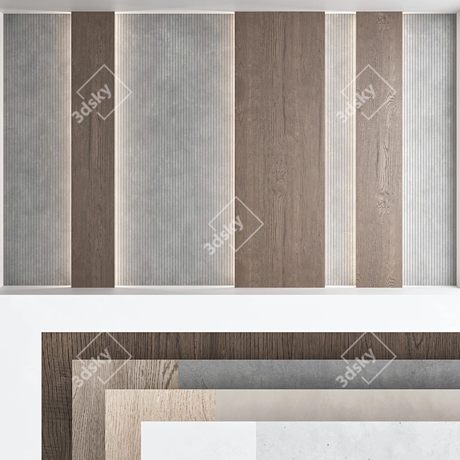 Decorative Wood Panel Set 3D model image 1