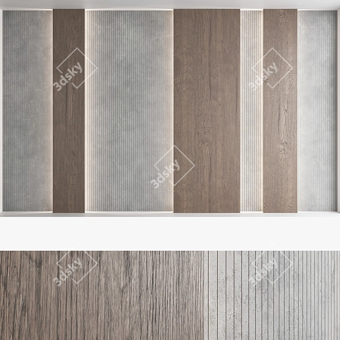 Decorative Wood Panel Set 3D model image 5