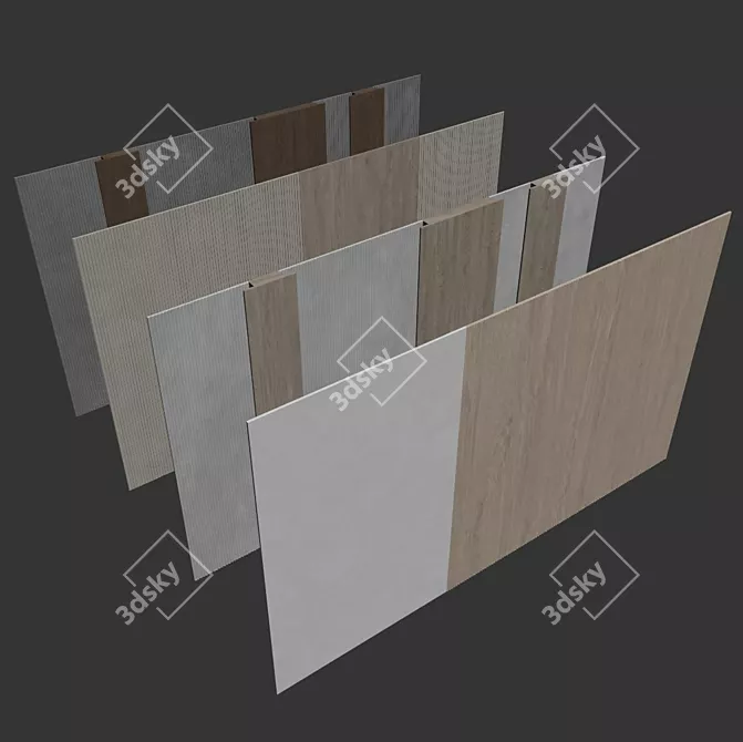 Decorative Wood Panel Set 3D model image 6