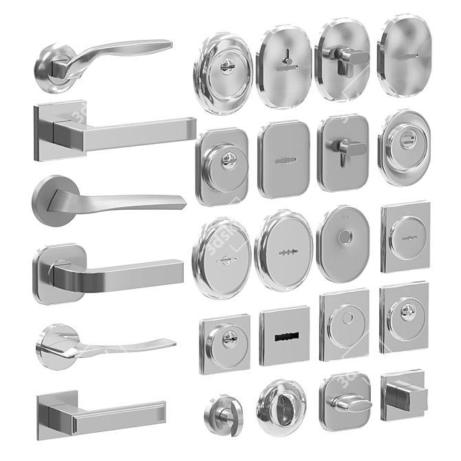 Premium Door Hardware Set 3D model image 1