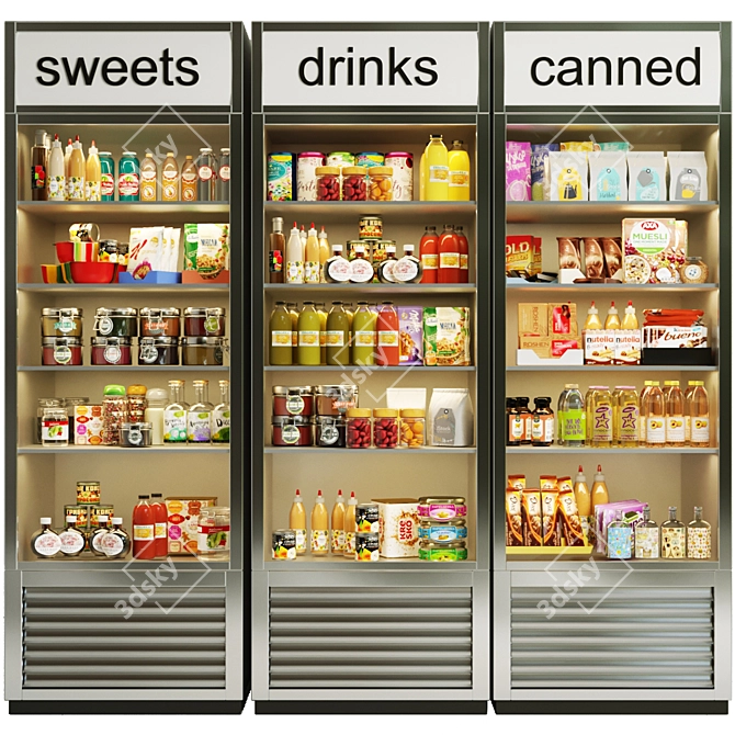 Supermarket Showcase Bundle: Products, Food, Lemonade, Snacks, Chocolate 3D model image 1