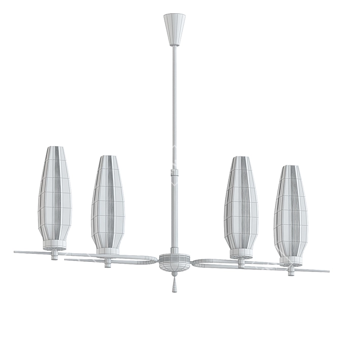 French Modernist Linear Chandelier 3D model image 2