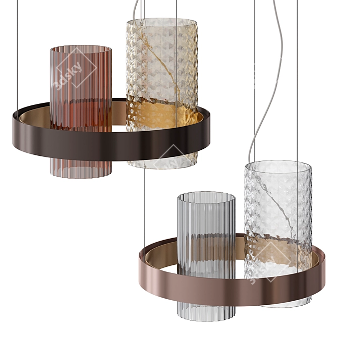 Vistosi Armonia SP | Hanging Lamp - Elegant Circles & Glass Cylinders 3D model image 1