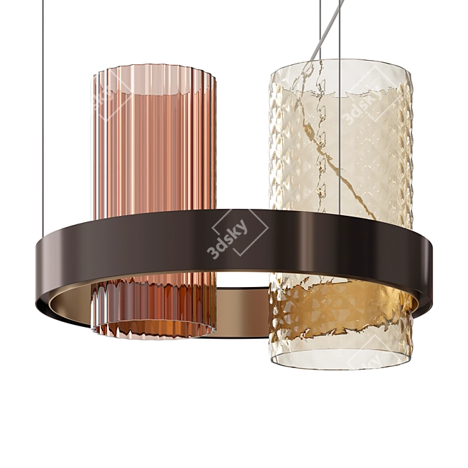 Vistosi Armonia SP | Hanging Lamp - Elegant Circles & Glass Cylinders 3D model image 2