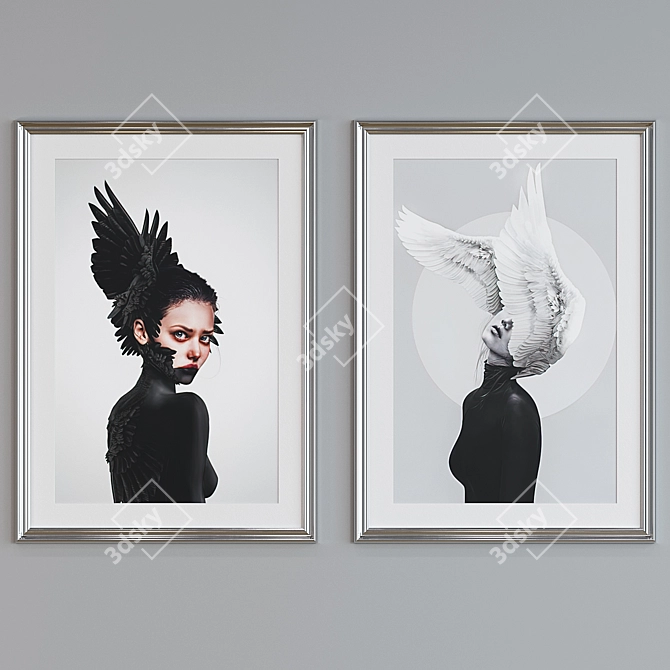 Modern Winged Women Collage Picture Frame Set 3D model image 2