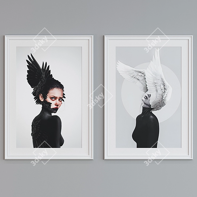 Modern Winged Women Collage Picture Frame Set 3D model image 3