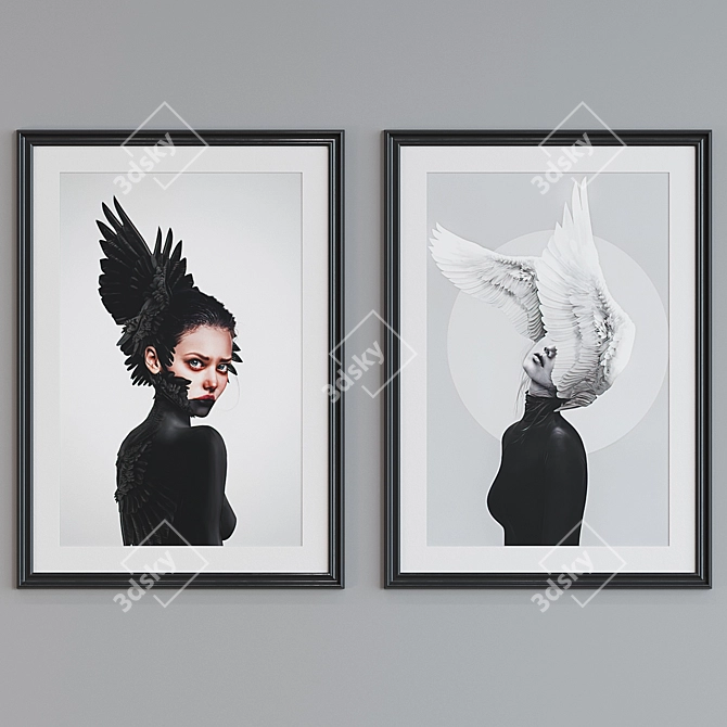 Modern Winged Women Collage Picture Frame Set 3D model image 4