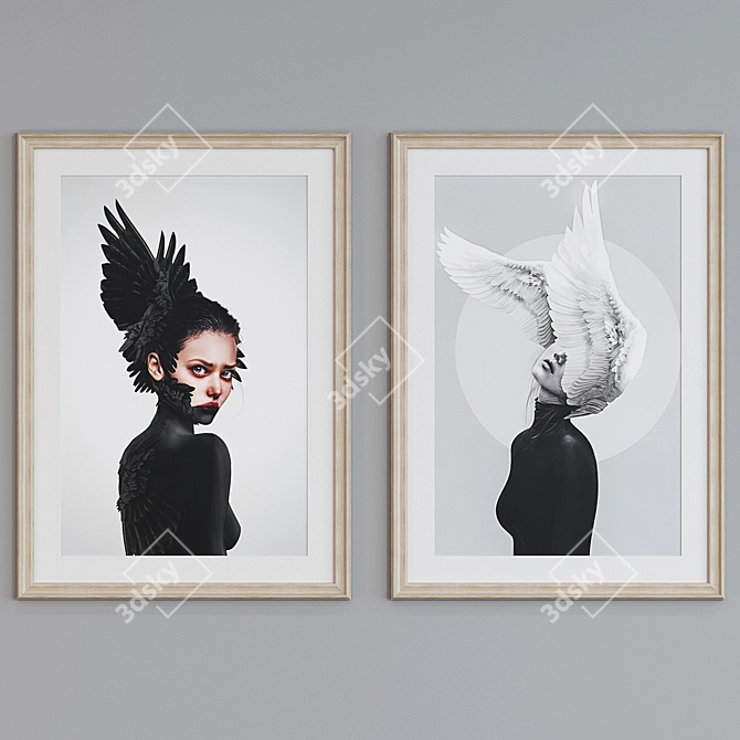 Modern Winged Women Collage Picture Frame Set 3D model image 5