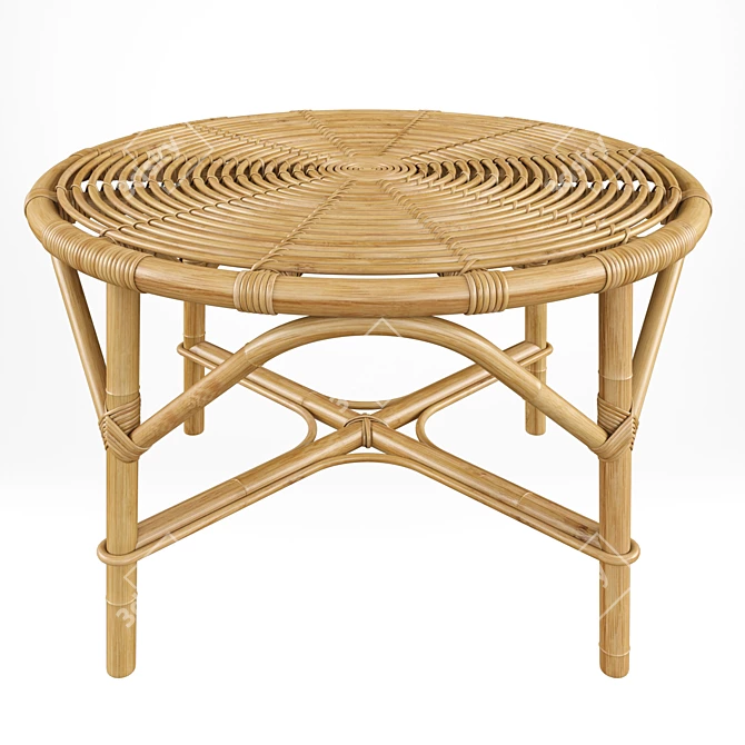 Vintage Tito Agnoli Rattan Bamboo Coffee Table 3D model image 1