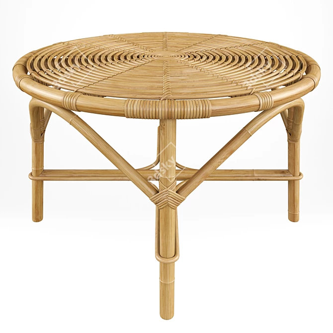 Vintage Tito Agnoli Rattan Bamboo Coffee Table 3D model image 2