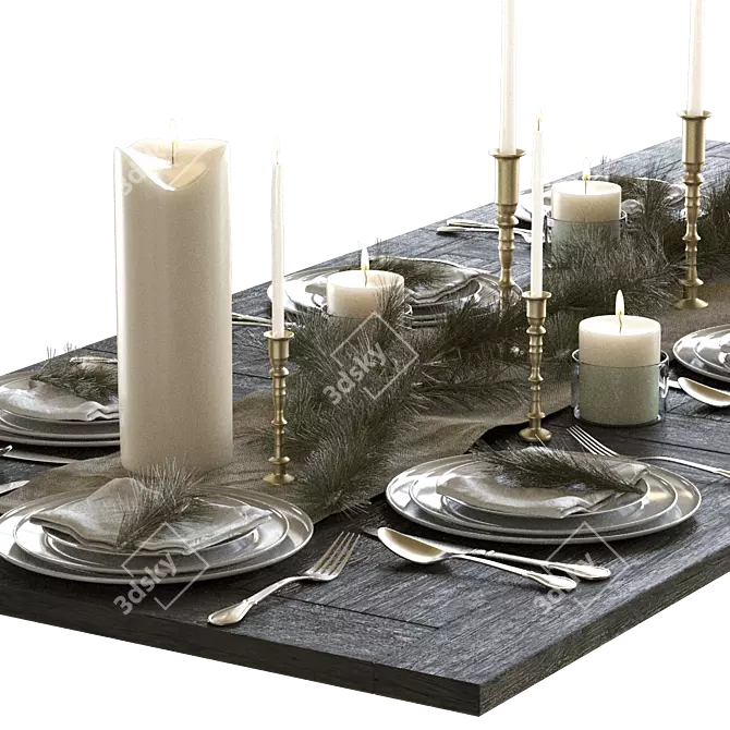 Elegant Table Setting Set 3D model image 2