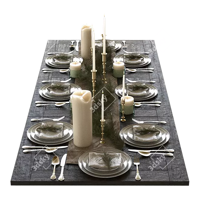 Elegant Table Setting Set 3D model image 3