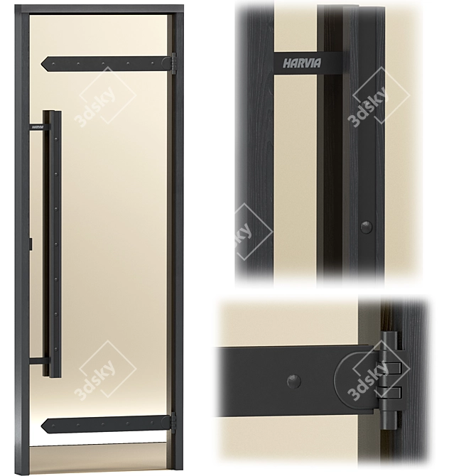 Luxury Turkish Sauna Glass Doors 3D model image 4