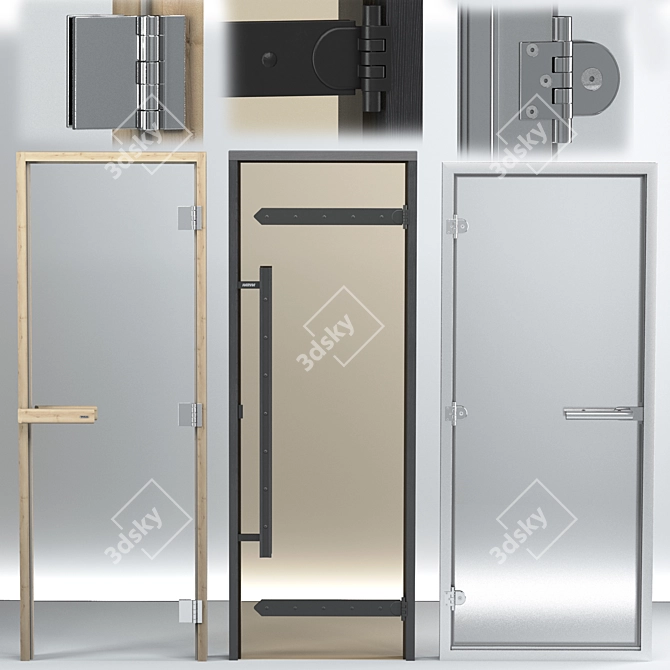 Luxury Turkish Sauna Glass Doors 3D model image 5