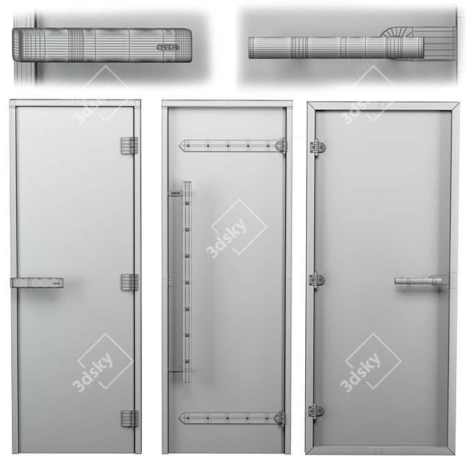 Luxury Turkish Sauna Glass Doors 3D model image 6