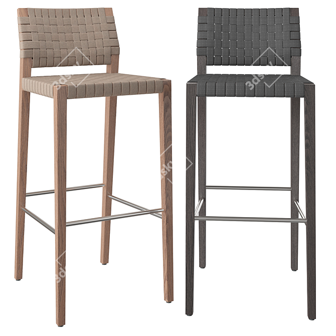 Elegant Oak Stool: Valeria BQ7514 3D model image 1