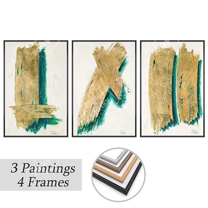 3-Piece Art Set with Multiple Frame Options 3D model image 1