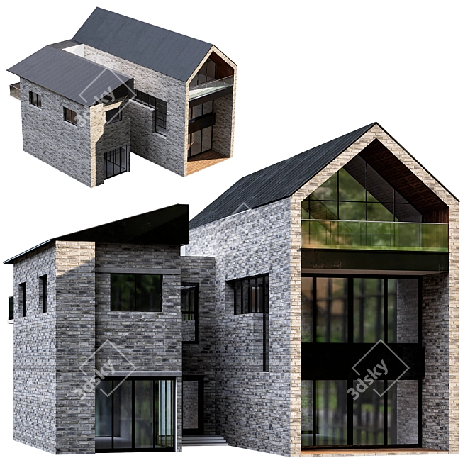 Farmhouse Delight: Rustic Barn House 3D model image 1