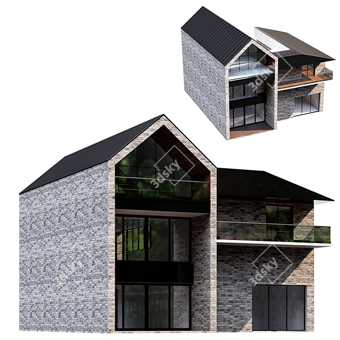 Farmhouse Delight: Rustic Barn House 3D model image 4