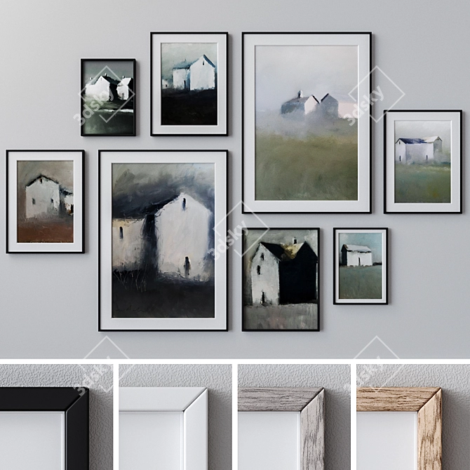 Elegant Wall Painting Set 3D model image 1