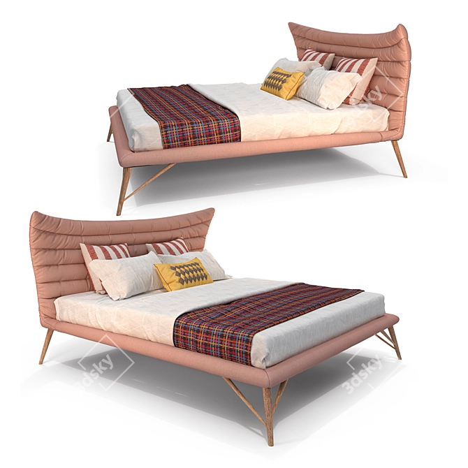 Imodern Venezia Bed: Stylish & Spacious 3D model image 1