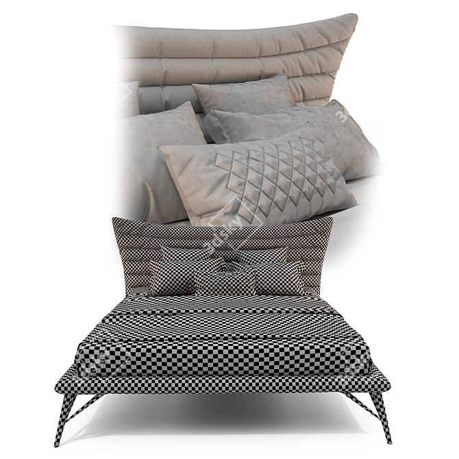 Imodern Venezia Bed: Stylish & Spacious 3D model image 3