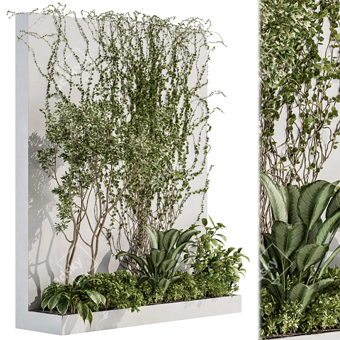 Botanical Bliss: Outdoor Vertical Garden 3D model image 1