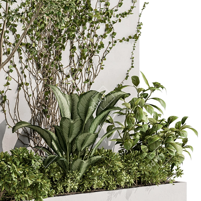 Botanical Bliss: Outdoor Vertical Garden 3D model image 3