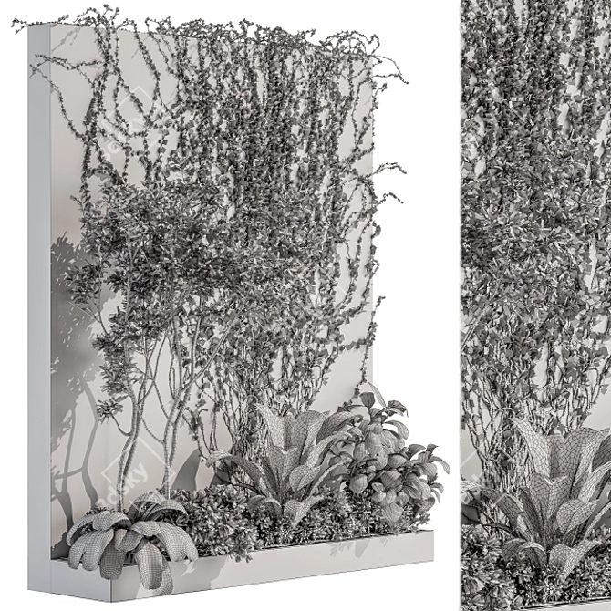 Botanical Bliss: Outdoor Vertical Garden 3D model image 5