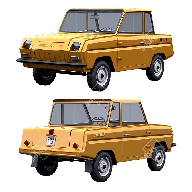 SMZ S-3D: Soviet Car for Disabled 3D model image 1