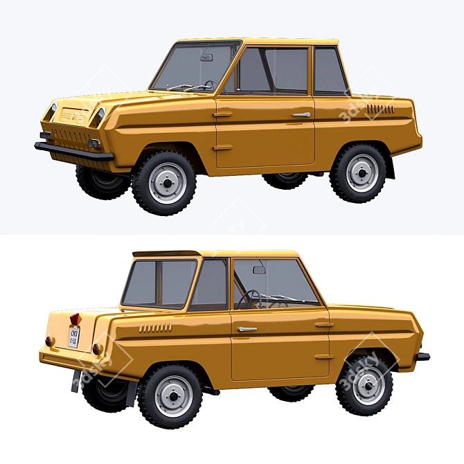 SMZ S-3D: Soviet Car for Disabled 3D model image 2