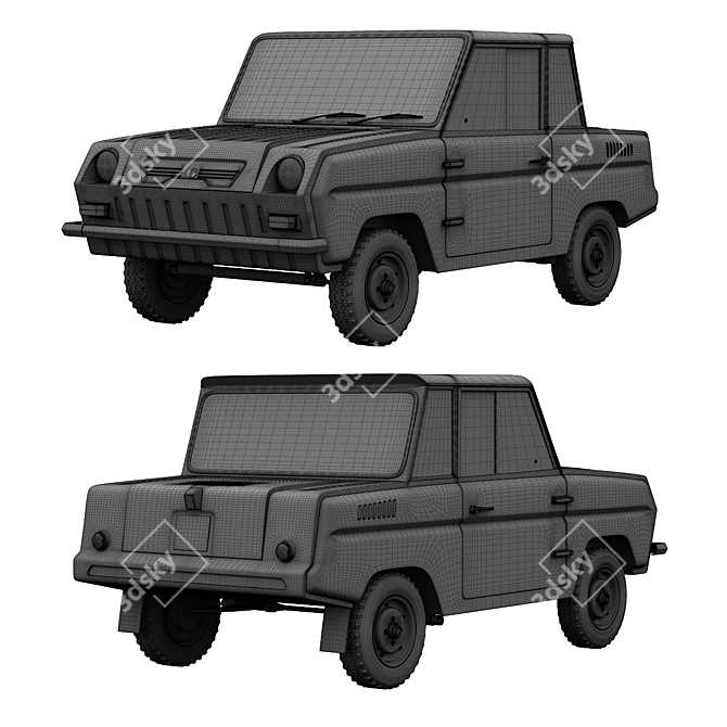 SMZ S-3D: Soviet Car for Disabled 3D model image 4