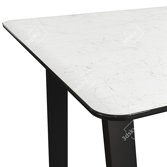 PAMIR-6 OM: Stylish Metal Table with Glass-Plastic Top 3D model image 2