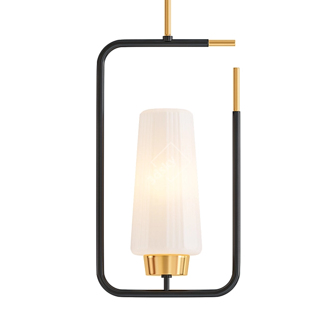 French Modern Ribbed Glass Pendant 3D model image 1