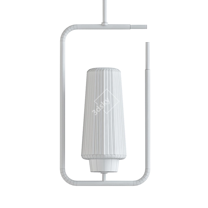 French Modern Ribbed Glass Pendant 3D model image 2