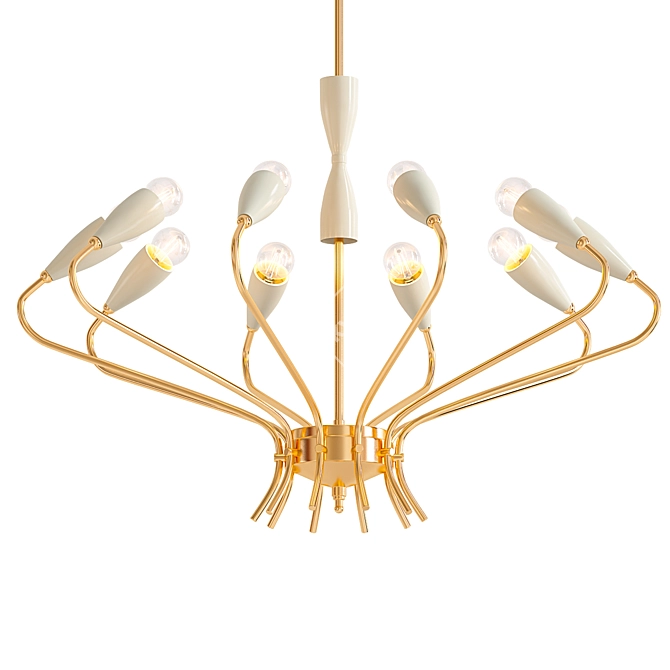 Elegant Italian Brass Chandelier 3D model image 1