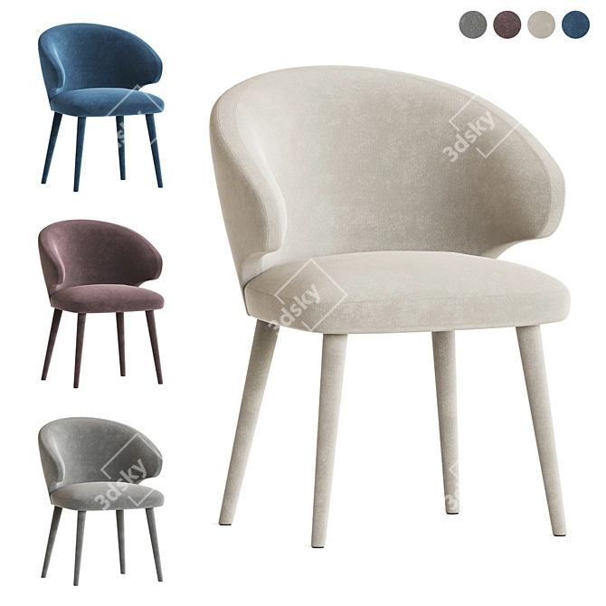 Cardinale Velvet Dining Chair: Modern Elegance 3D model image 1