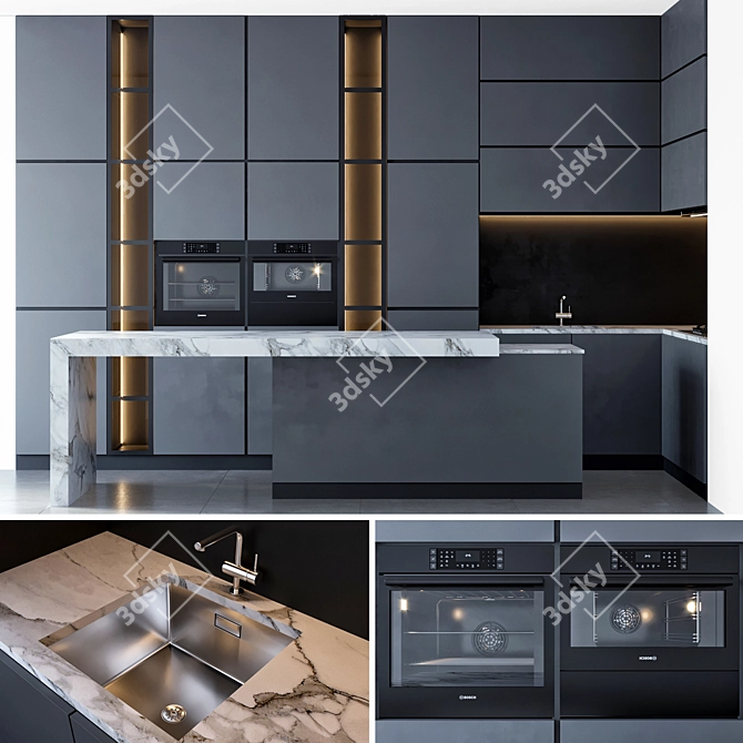 Modern Kitchen24: Sleek Design, Spacious Storage 3D model image 1