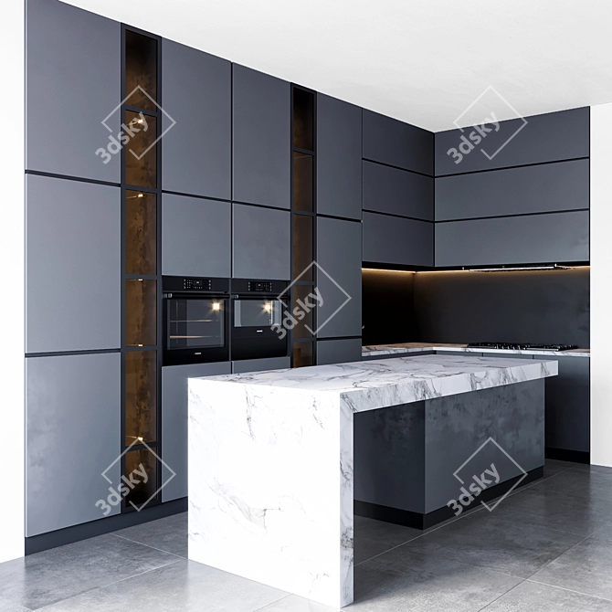 Modern Kitchen24: Sleek Design, Spacious Storage 3D model image 2