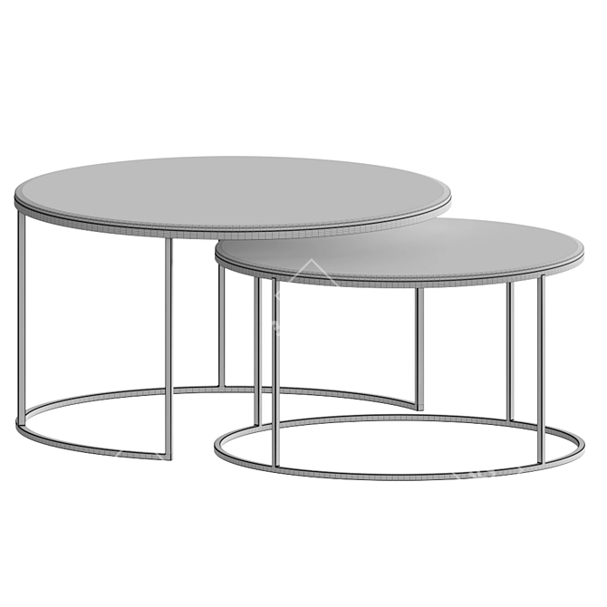 Modern Knurled Slot Coffee Tables Set 3D model image 2