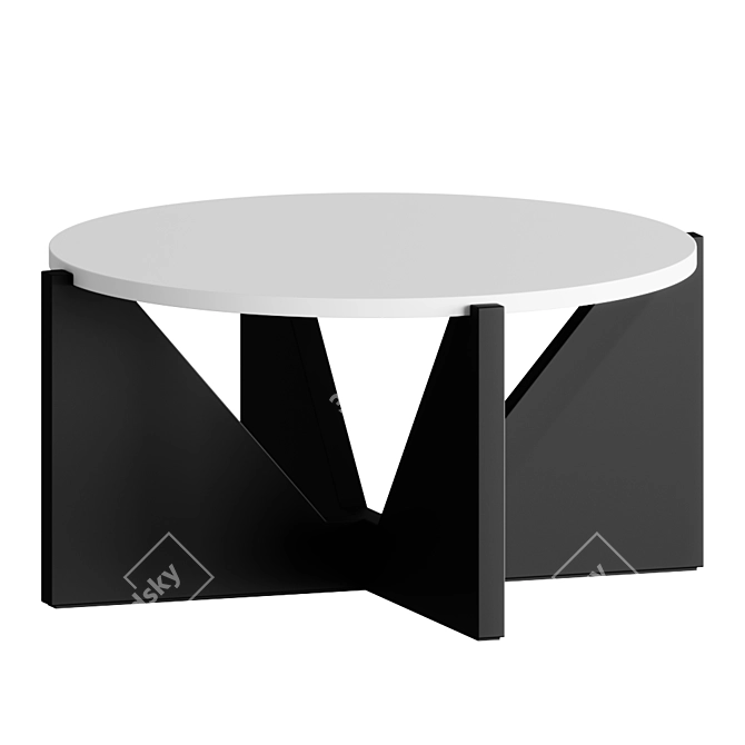  Modern Concrete Coffee Table with Ebony Base 3D model image 1