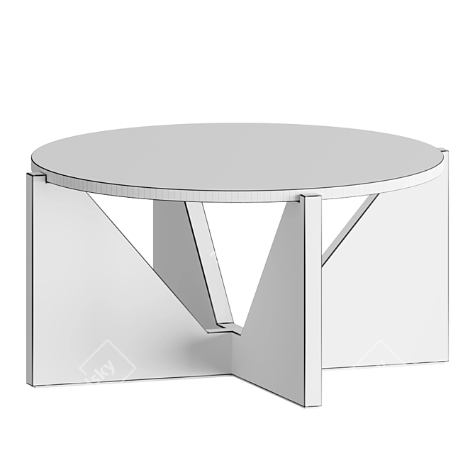  Modern Concrete Coffee Table with Ebony Base 3D model image 2