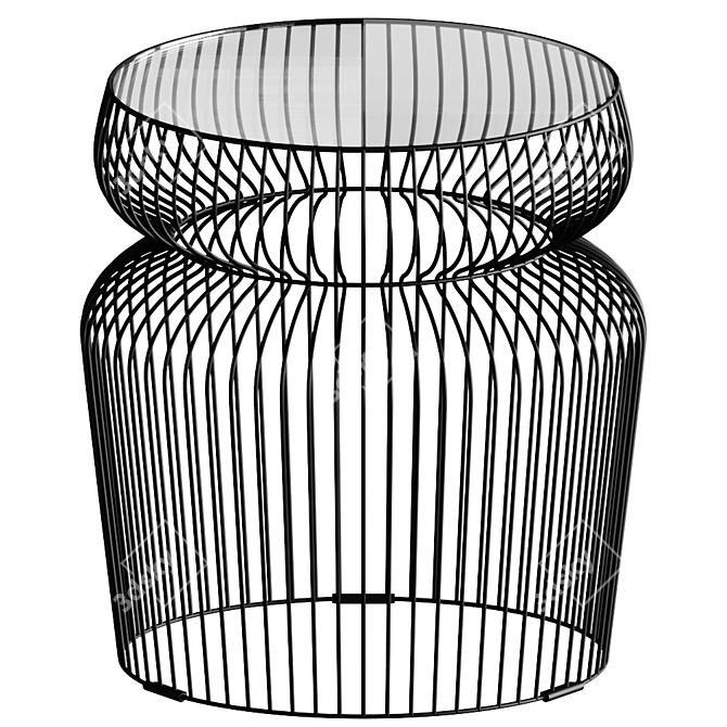 Graphite Metal Glass Spokes End Table 3D model image 1