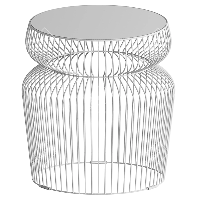 Graphite Metal Glass Spokes End Table 3D model image 2