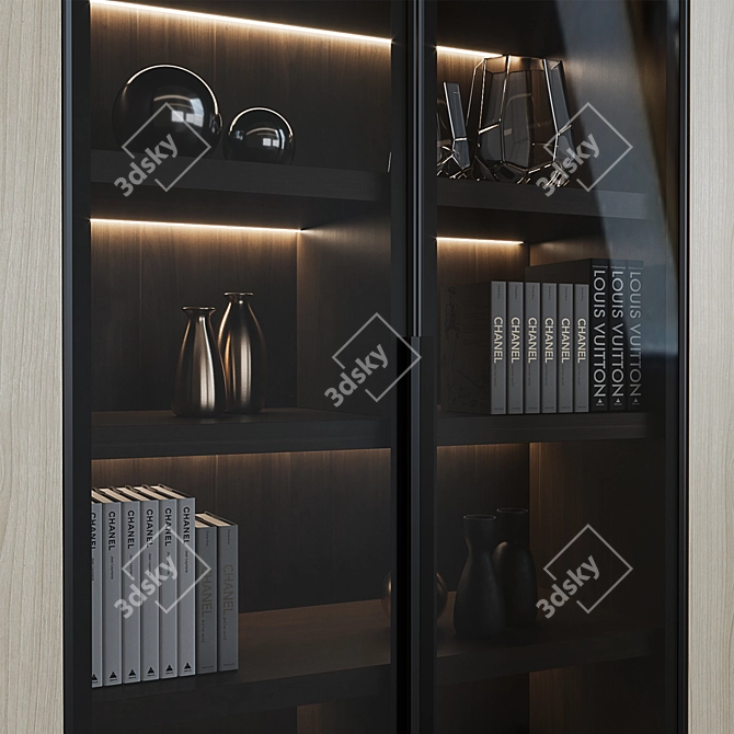 Designer Cupboard with Lighting & Shelf 3D model image 4