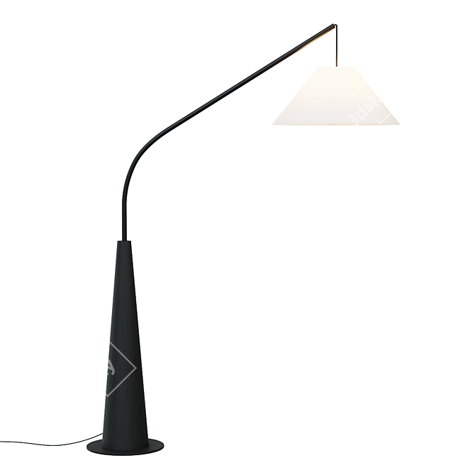 Sleek Black Arc Floor Lamp 3D model image 1