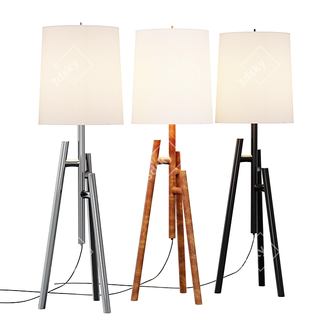 Modern Tripod Floor Lamp - Lockeland Luminance 3D model image 1