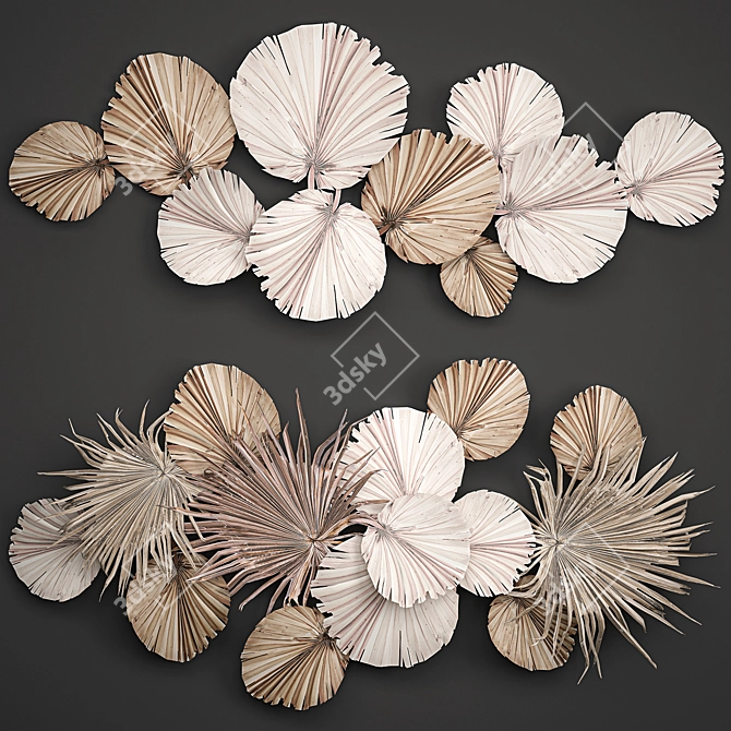 Natural Palm Leaf Wall Decor 3D model image 1